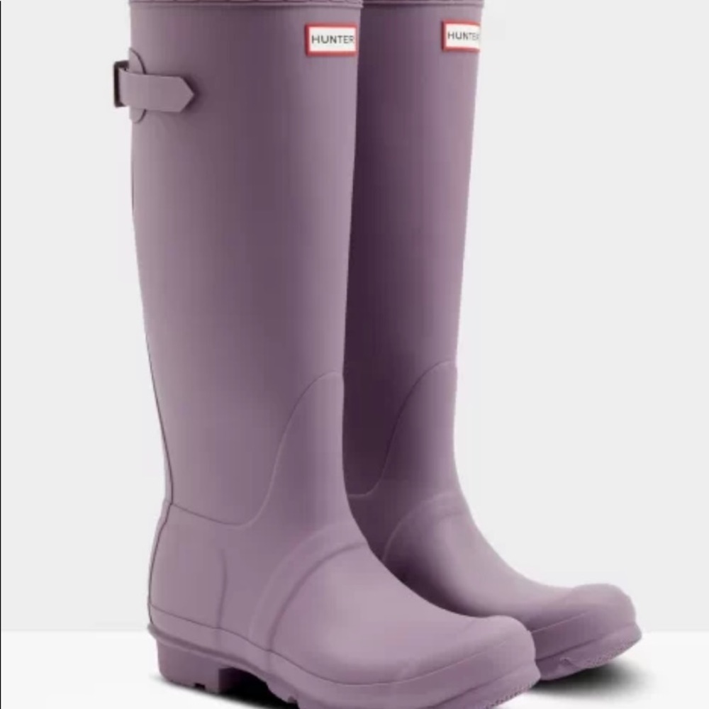Tall Lavender Hunter Boots Size 10